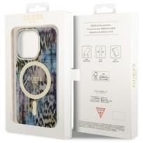 telefono deklas iphone 14 pro max - Guess "Leopard MagSafe iPhone 14 Pro Max" Blue - 2 nuotrauka