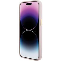 iphone 15 deklas silicone - Guess "Silicone Script Metal Logo & Frame iPhone 15" Pink - 4 nuotrauka