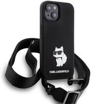 iphone 13 telefono deklas karl lagerfeld - Karl Lagerfeld "Crossbody Silicone Choupette Case iPhone 15" Black - 3 nuotrauka