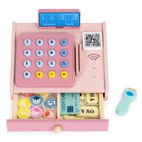 lavinamosios korteles - EcoToys Medinis kasos aparatas vaikams su skaitytuvu, rožinė (Pink) - 2 nuotrauka