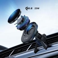 qi2 car - Tech-Protect V21 Magnetic MagSafe Dashboard & Vent Car Mount Wireless Charger 25W Qi2.2 Juodas (Black) - 4 nuotrauka