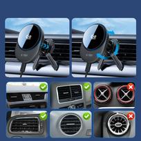 qi2 car - Tech-Protect V21 Magnetic MagSafe Dashboard & Vent Car Mount Wireless Charger 25W Qi2.2 Juodas (Black) - 5 nuotrauka