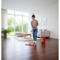 sluota su kibiru - Flat Mop + Bucket + Telescopic Pole + 2 x Microfibre Pad 5.7L Floor Cleaning XXL Set Rotating Head - 12 nuotrauka