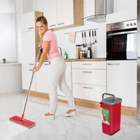 sluota su kibiru - Flat Mop + Bucket + Telescopic Pole + 2 x Microfibre Pad 5.7L Floor Cleaning XXL Set Rotating Head - 16 nuotrauka