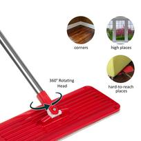sluota su kibiru - Flat Mop + Bucket + Telescopic Pole + 2 x Microfibre Pad 5.7L Floor Cleaning XXL Set Rotating Head - 17 nuotrauka