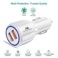 5v 12v usb - Automobilinis įkroviklis Maclean QC 3.0 MCE478W, 2 x USB, balta - 4 nuotrauka