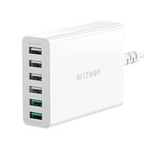 60w ikroviklis - BlitzWolf BW-S15 6 x USB / 60W / 4.8A / Quick Charge 3.0, baltas - 4 nuotrauka