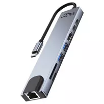 usb c hub docking station - Media-Tech USB HUB 8 in 1 GIGA LAN HUB MT5046 - 4 nuotrauka
