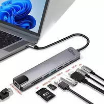 usb c hub docking station - Media-Tech USB HUB 8 in 1 GIGA LAN HUB MT5046 - 5 nuotrauka