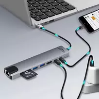 usb c hub docking station - Media-Tech USB HUB 8 in 1 GIGA LAN HUB MT5046 - 7 nuotrauka