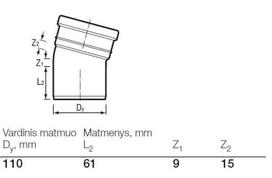 pvc kanalizacija 110 alkune - Alkūnė Wavin, 110 mm - Lygus galas / 110 mm - Movinis galas, 15 ° - 2 nuotrauka