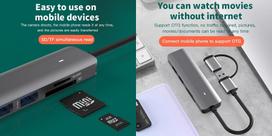 sd tf kortele - Adapteris USB 3.0 - 3 x USB 3.0, SD, TF - 2 nuotrauka