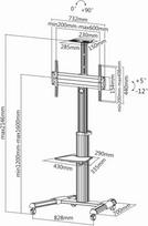 grindu televizoriaus laikiklis - Sbox FS-446 Floor Trolley Led TV Stand Black/Silver (Juodas/Sidabrinis) - 2 nuotrauka