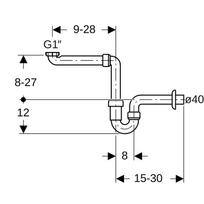 praustuvai - Geberit Sifonas taupantis vietą po praustuvu d=40mm. G=1 1/2 x 1 1/4". baltas - 2 nuotrauka