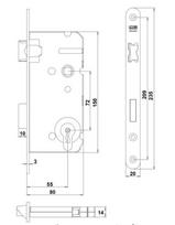 spyna lob 72 - Įleidžiamoji spyna Lob Z7ABL 72/55, cinkuota, 72 mm/55 mm - 2 nuotrauka