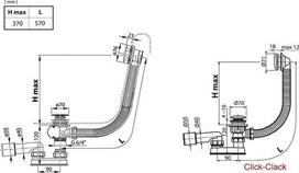 ravak vonios sifonas - Vonios sifonas Ravak, 570 mm, juodas, valdomas troseliu - 2 nuotrauka