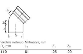 pvc kanalizacija 110 alkune - Alkūnė Wavin, 110 mm - Lygus galas / 110 mm - Movinis galas - 2 nuotrauka