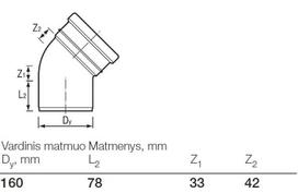 lauko kanalizacijos 160 - Alkūnė Wavin Sewer Elbow Pipe PVC Brown 45° 160mm - 2 nuotrauka