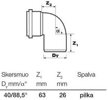 kanalizacijos vamzdziai senukai - Alkūnė Wavin Elbow Pipe Grey 90° 40mm - 2 nuotrauka