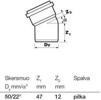 optima 50 - Vidaus kanalizacijos alkūnė Wavin, Ø 50 mm, 22° - 2 nuotrauka