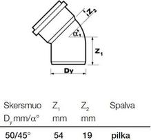 optima 50 - Alkūnė Wavin Elbow Pipe Optima Grey 45° 50mm - 2 nuotrauka