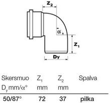 optima 50 - Vidaus kanalizacijos alkūnė Wavin, 50 mm, 90 ° - 2 nuotrauka