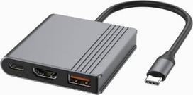 Gembird A-CM-COMBO3-05 USB Type-C 3-in-1 multi-port adapter (USB port + HDMI + USB-C video), space grey