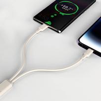 usb c kabelis - Dudao L7SF 2in1 kabelis USB-C - USB-C / Lightning 100W 1.2m Smėlio spalvos (Beige) - 7 nuotrauka