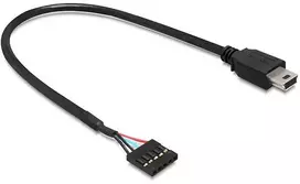 Delock USB 2.0 Pin Header to USB Mini-B cable 0.3m Black (83170)