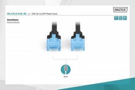 pvc tinklai - Digitus CAT 5e UTP Patch Cable Black 3m - 5 nuotrauka