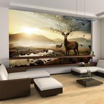 Fototapetas Artgeist Deers By Mountain Stream, 270 cm x 450 cm