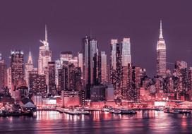 Fototapetas Artgeist Purple Night Over Manhattan - Cityscape Of New York Architecture, 70 cm x 98 cm