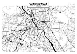 Fototapetas Artgeist Warsaw Map 4XLFT1800SAM, 280 cm x 392 cm