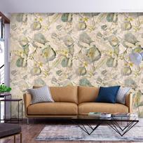 Fototapetas Artgeist Green And Yellow Autumn Souvenirs - Floral Design With Leaves, 140 cm x 200 cm