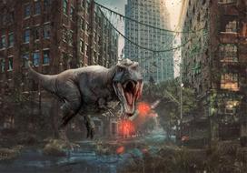 Fototapetas Artgeist Dinosaur In The City, 140 cm x 200 cm