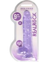 dilde - RealRock Realistic Dildo su kamuoliukais 25 cm, permatomas (Transparent) - 2 nuotrauka