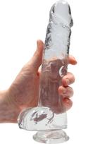 dilde - RealRock Realistic Dildo su kamuoliukais 25 cm, permatomas (Transparent) - 4 nuotrauka