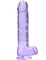 dilde - RealRock Realistic Dildo su kamuoliukais 25 cm, permatomas (Transparent) - 5 nuotrauka