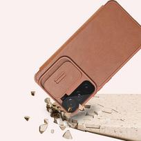 s22 plus telefonas - Nillkin "Qin Book PRO Case Galaxy S22 Plus" Brown - 7 nuotrauka