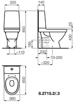 pastatomas klozetas su rimless - Unitazas Laufen Kompas Rimless, su dangčiu, 360x560 mm - 6 nuotrauka
