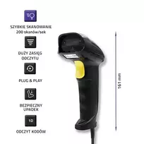 rankinis usb - Qoltec 50876 Lazerinis skeneris 1D ,  USB ,  Juodas (Black) - 7 nuotrauka