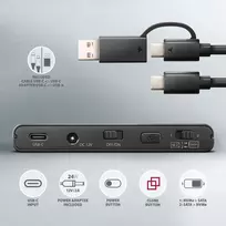 sata 3 kabelis - Axagon ADSA-CC USB-C 10Gbps M.2 NVMe + SATA SSD/HDD adapteris Juodas (Black) - 3 nuotrauka