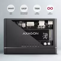 sata 3 kabelis - Axagon ADSA-CC USB-C 10Gbps M.2 NVMe + SATA SSD/HDD adapteris Juodas (Black) - 4 nuotrauka