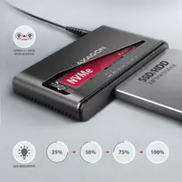 sata 3 kabelis - Axagon ADSA-CC USB-C 10Gbps M.2 NVMe + SATA SSD/HDD adapteris Juodas (Black) - 7 nuotrauka