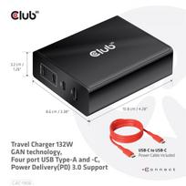 travel charger usb - MOBILE TRAVEL CHARGER USB-C/132W GAN CAC-1906 CLUB3D - 7 nuotrauka