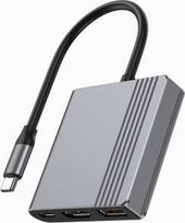 usb to hdmi adapter - Gembird A-CM-COMBO3-05 USB Type-C 3-in-1 multi-port adapter (USB port + HDMI + USB-C video), space grey - 2 nuotrauka