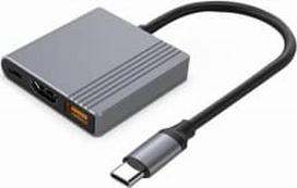 usb to hdmi adapter - Gembird A-CM-COMBO3-05 USB Type-C 3-in-1 multi-port adapter (USB port + HDMI + USB-C video), space grey - 4 nuotrauka