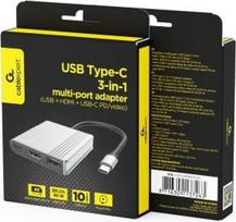 usb to hdmi adapter - Gembird A-CM-COMBO3-05 USB Type-C 3-in-1 multi-port adapter (USB port + HDMI + USB-C video), space grey - 5 nuotrauka