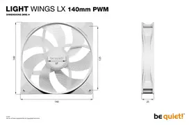 fanai - be quiet! LIGHT WINGS LX 140mm PWM 3-Pack Balta (White) - 2 nuotrauka