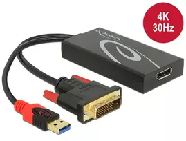 displayport dvi - Delock Adapter DVI / Displayport Black - 2 nuotrauka